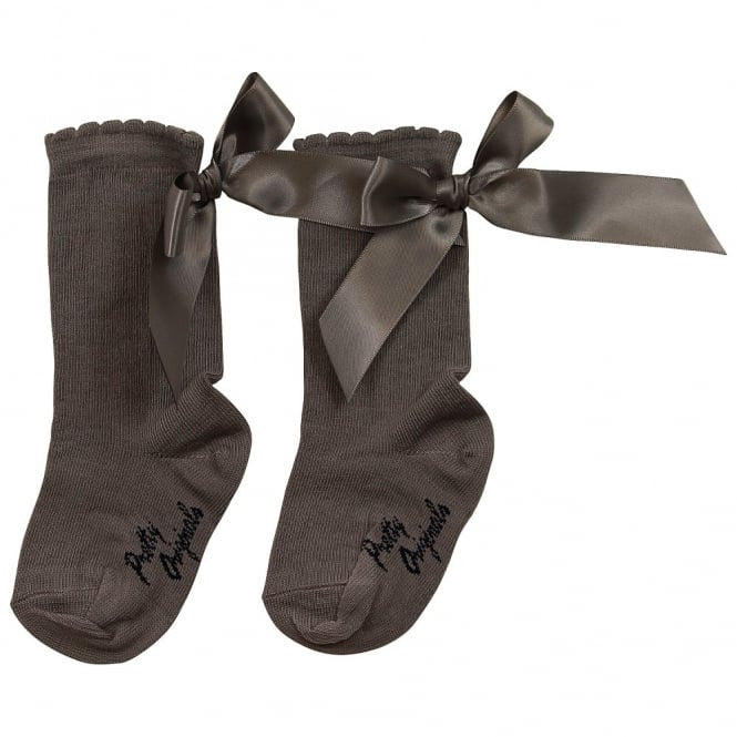 Pretty Originals Grey Bow Socks - Scarlett's Bowtique